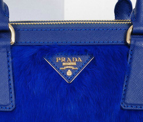 2014 Prada cony hair tote BN2274 blue on sale